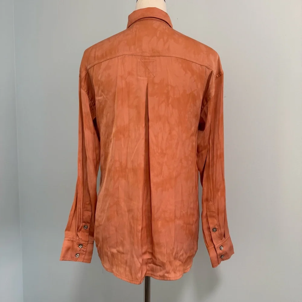 Free‎ People We The Free Long sleeve Button Up Tie-Die Satin Blouse Size XS